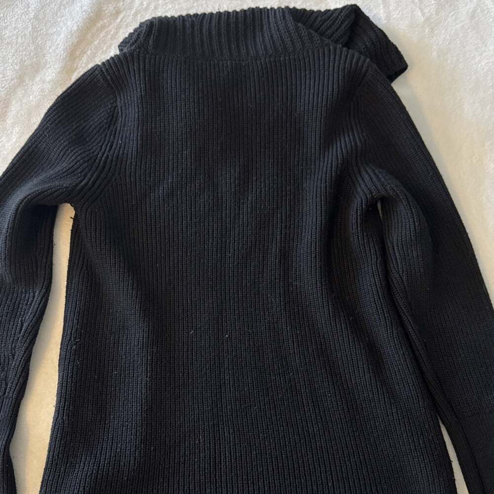 White House Black Market Solid Black Cowl Neck Tunic Sweater Size Medium